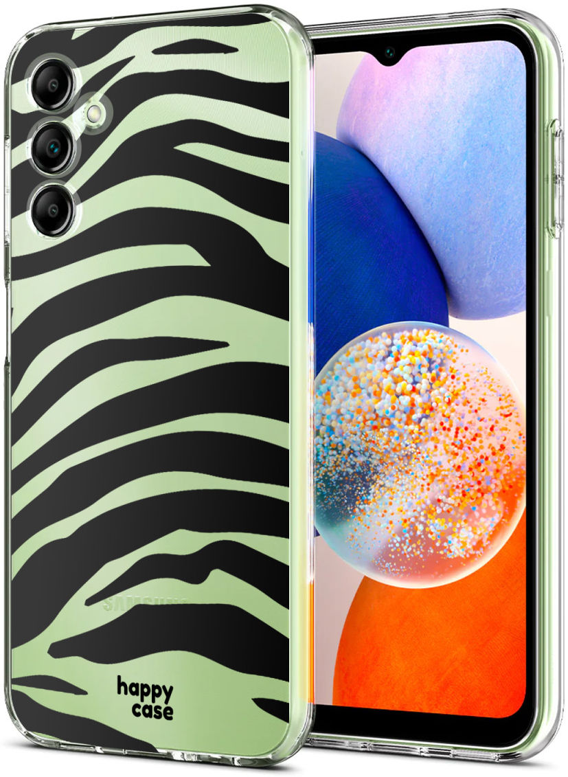 HappyCase Samsung Galaxy A14 Hoesje Flexibel TPU Zebra Print afbeelding 2