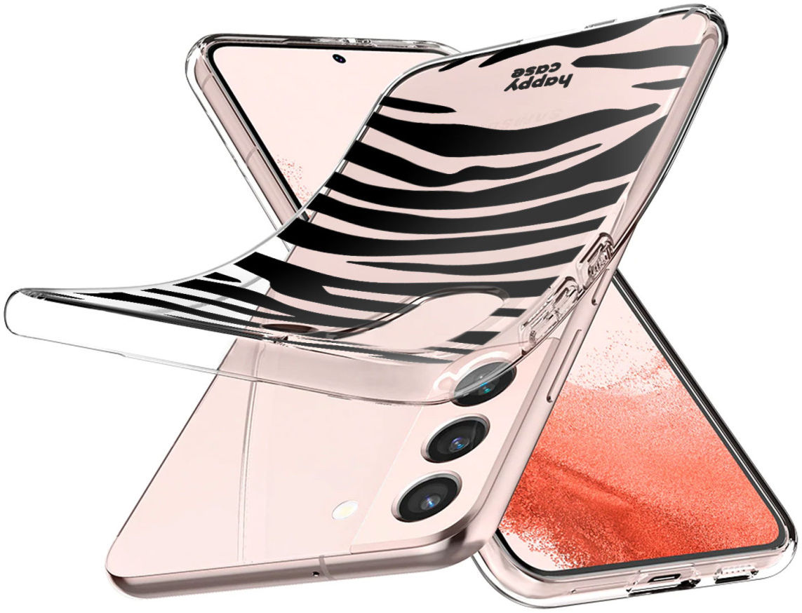 HappyCase Samsung Galaxy S22 Hoesje Flexibel TPU Zebra Print afbeelding 4