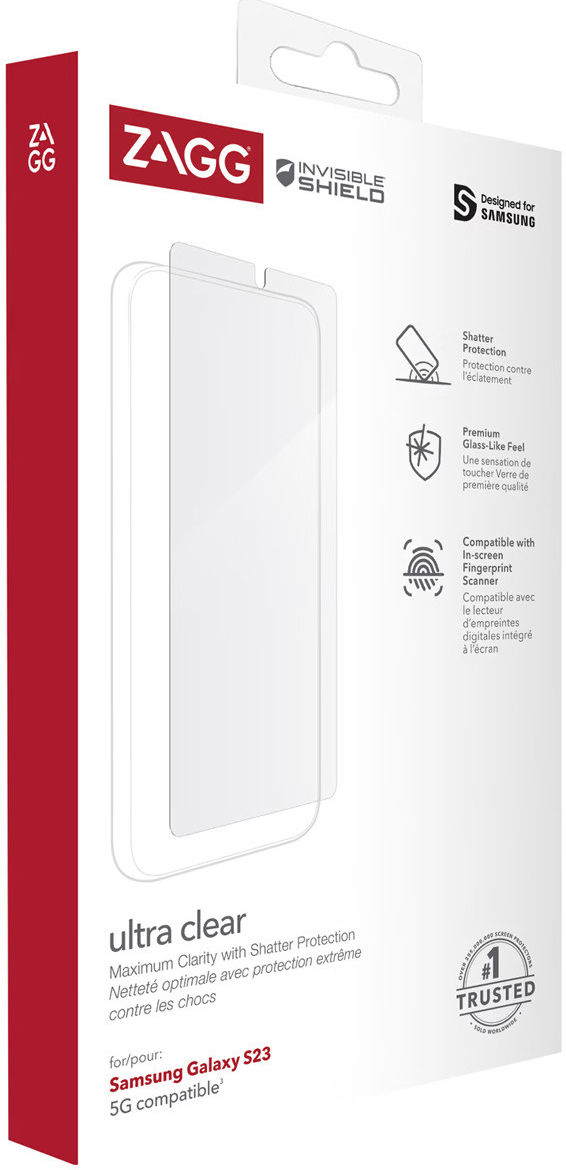 ZAGG InvisibleShield Clear Samsung S23 Screen Protector Case Friendly afbeelding 9