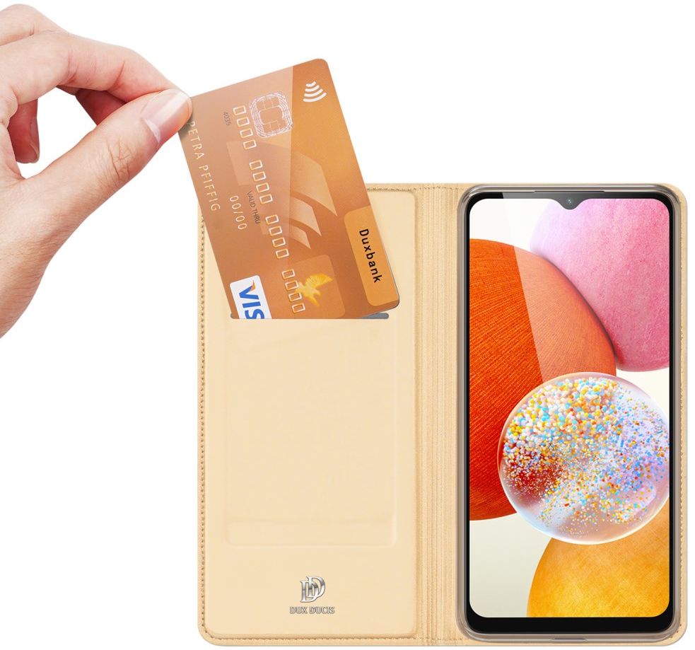 Dux Ducis Skin Pro Samsung Galaxy A14 Hoesje Portemonnee Goud afbeelding 2