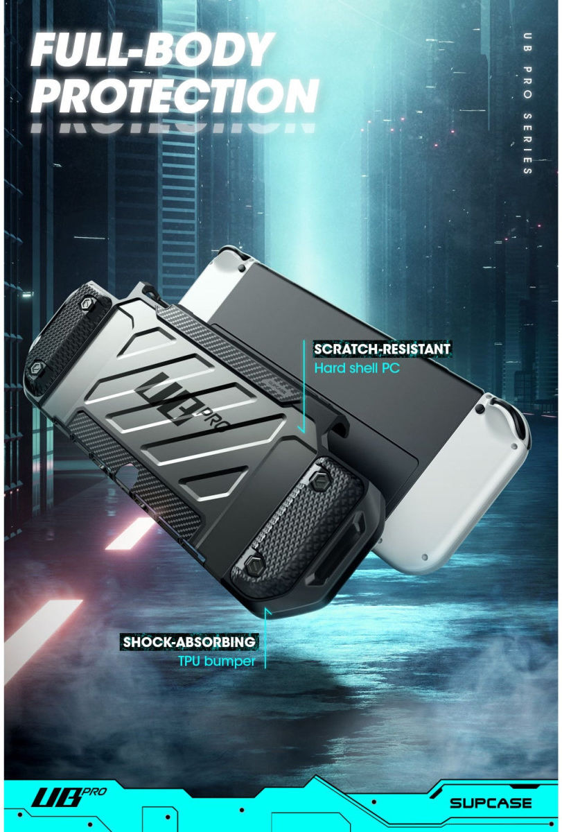 SUPCASE UB Pro Nintendo Switch Hoesje Full Protect met Grip Zwart afbeelding 5