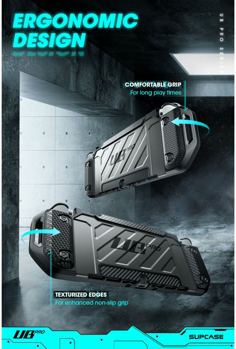 SUPCASE UB Pro Nintendo Switch Hoesje Full Protect met Grip Zwart afbeelding 6