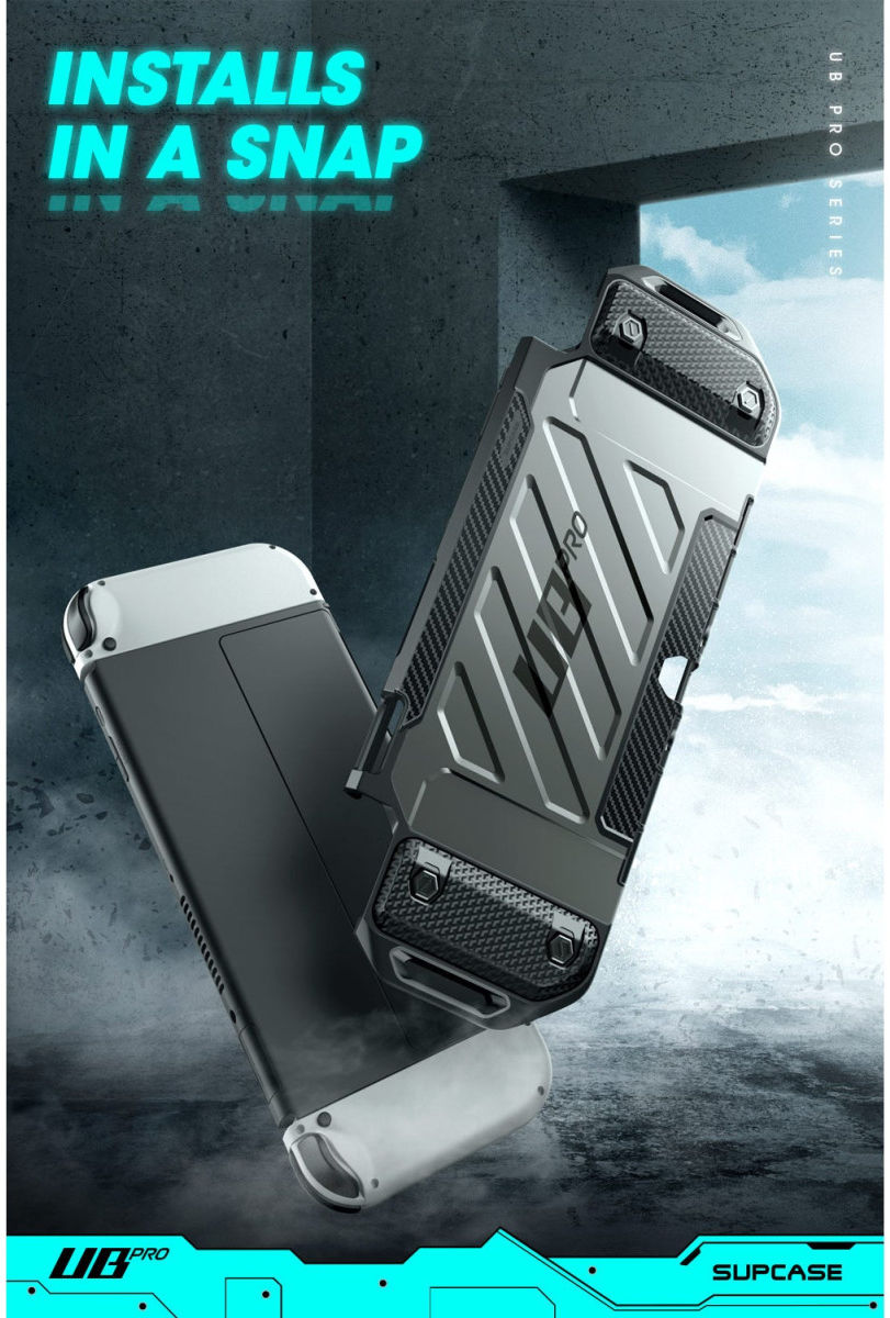 SUPCASE UB Pro Nintendo Switch Hoesje Full Protect met Grip Zwart afbeelding 7