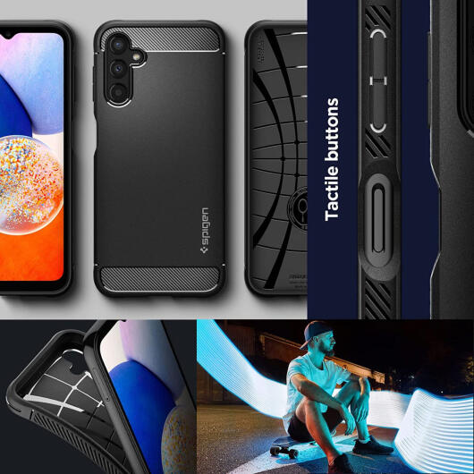 Spigen Rugged Armor Samsung Galaxy A14 Hoesje Back Cover Zwart afbeelding 7