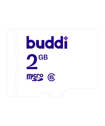 Buddi MicroSD Geheugenkaart met SD Kaart Adapter 2GB Wit Geheugenkaarten