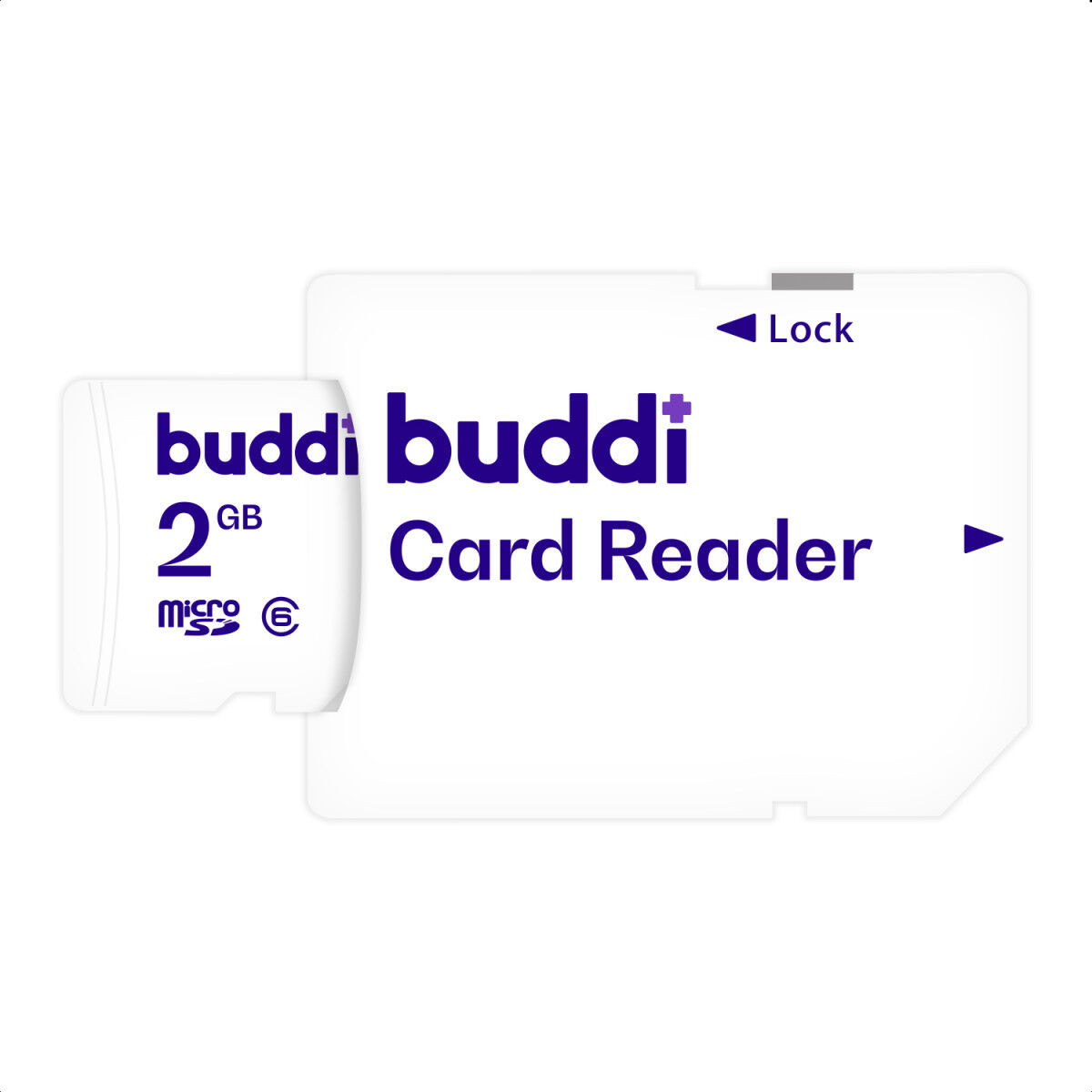 Buddi MicroSD Geheugenkaart met SD Kaart Adapter 2GB Wit afbeelding 3