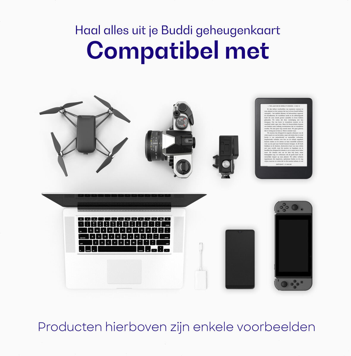 Buddi MicroSD Geheugenkaart met SD Kaart Adapter 2GB Wit afbeelding 4