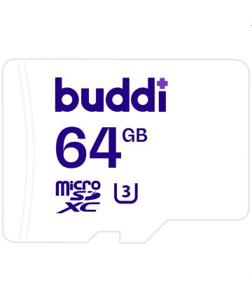 Buddi MicroSDXC Geheugenkaart met SD Kaart Adapter 64GB Wit Geheugenkaarten