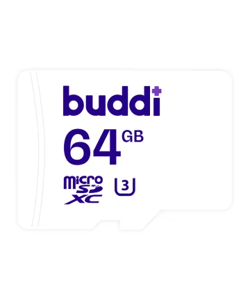 Buddi MicroSDXC Geheugenkaart met SD Kaart Adapter 64GB Wit Geheugenkaarten