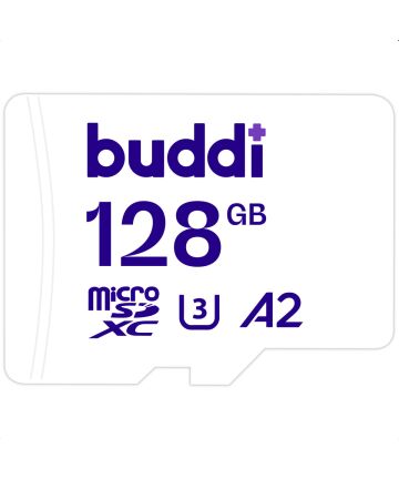 Buddi MicroSDXC Geheugenkaart met SD Kaart Adapter 128GB Wit Geheugenkaarten