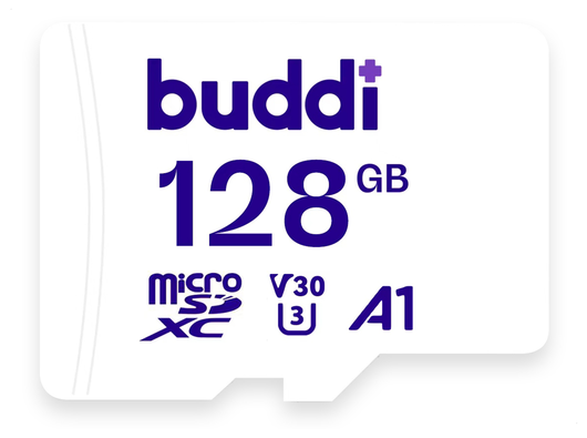 Buddi MicroSDXC Geheugenkaart met SD Kaart Adapter 128GB Wit afbeelding 1
