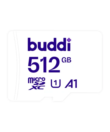 Buddi MicroSDXC Geheugenkaart met SD Kaart Adapter 512GB Wit Geheugenkaarten