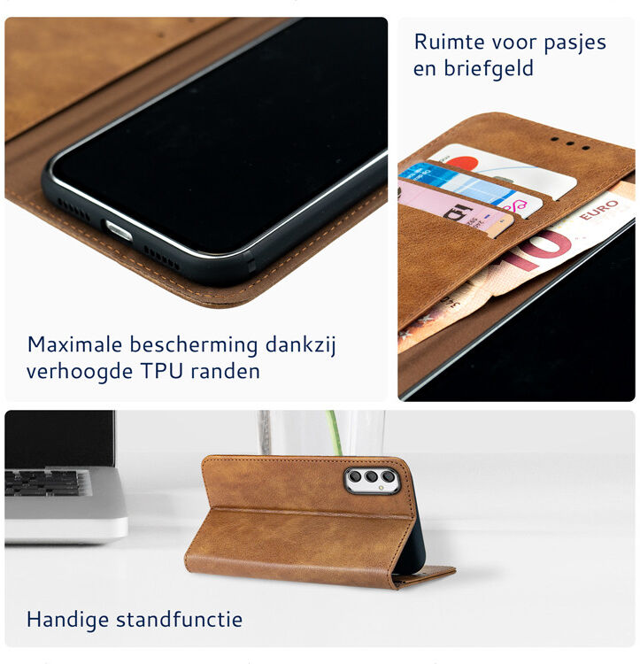 Rosso Element Samsung Galaxy A24 Hoesje Book Cover Wallet Bruin afbeelding 4