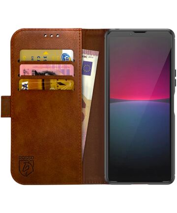 Rosso Element Sony Xperia 10 V Hoesje Book Cover Wallet Bruin Hoesjes