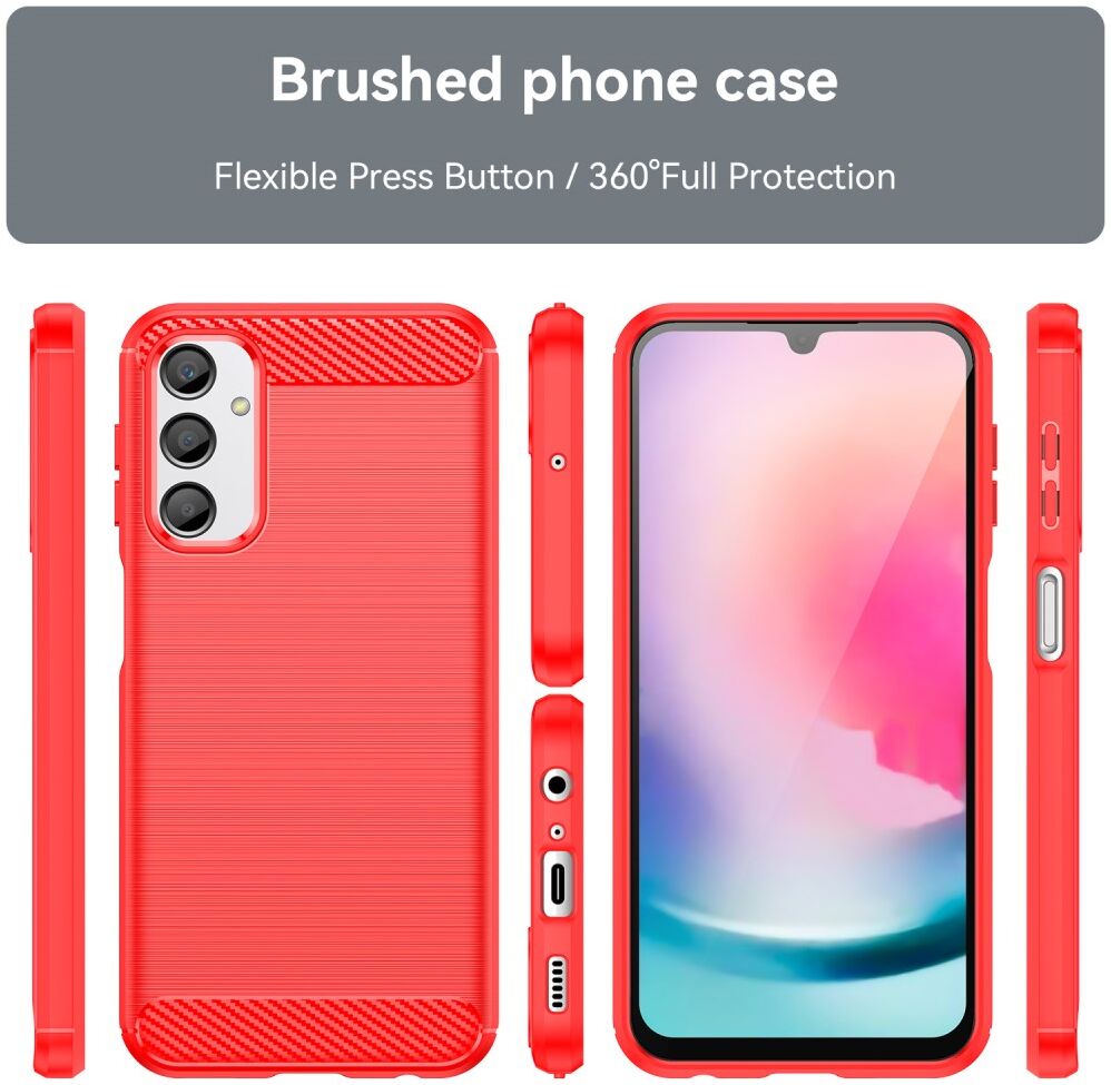Samsung Galaxy A24 Hoesje Geborsteld TPU Flexibele Back Cover Rood afbeelding 8