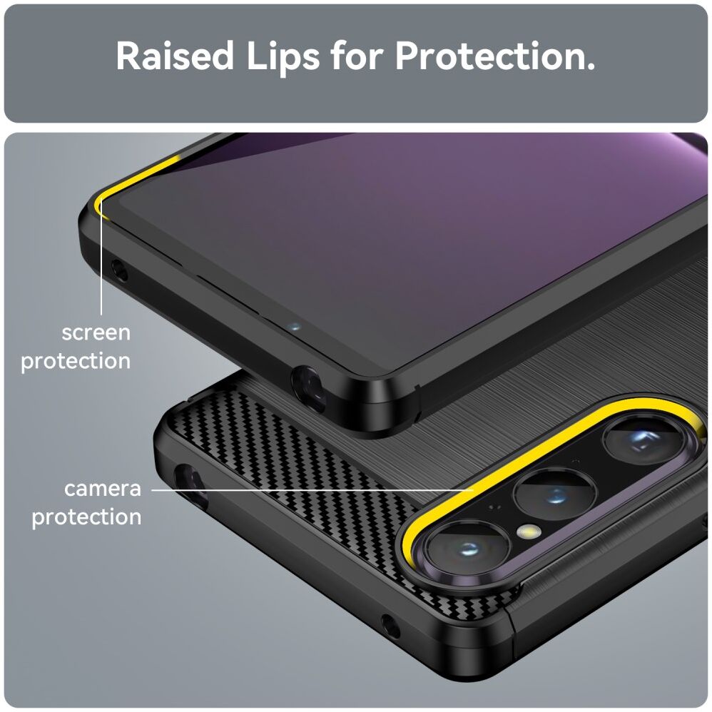 Sony Xperia 1 V Hoesje Geborsteld TPU Flexibele Back Cover Zwart afbeelding 7