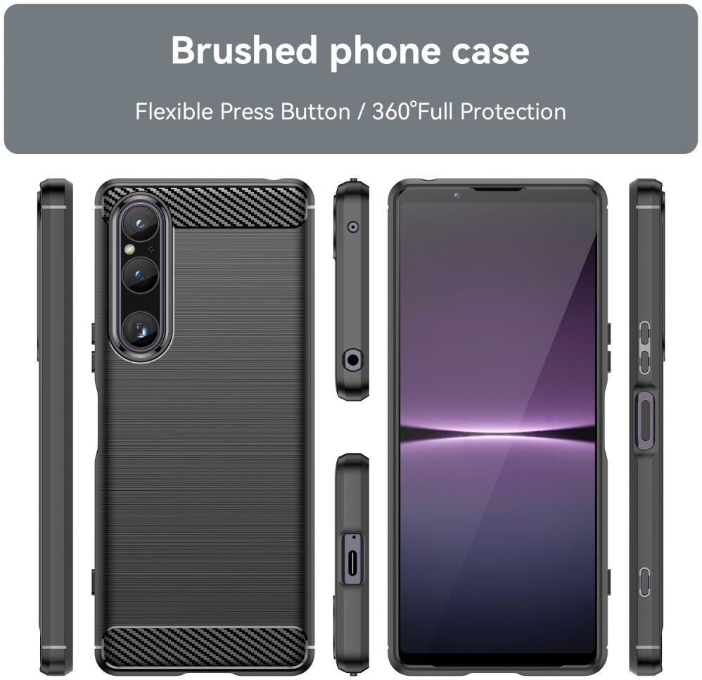 Sony Xperia 1 V Hoesje Geborsteld TPU Flexibele Back Cover Zwart afbeelding 8