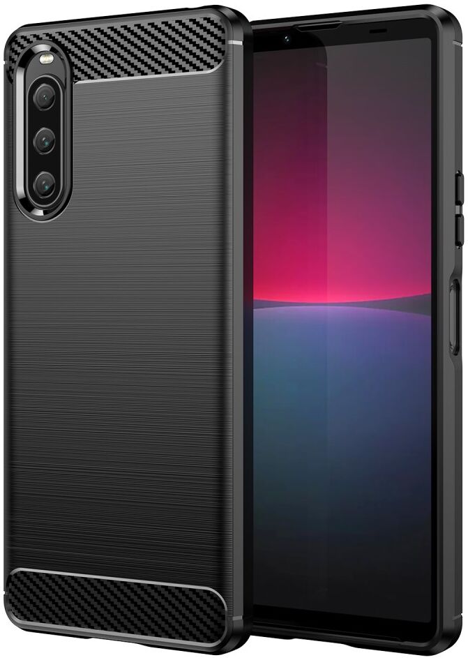 Sony Xperia 10 V Hoesje Geborsteld TPU Flexibele Back Cover Zwart afbeelding 1