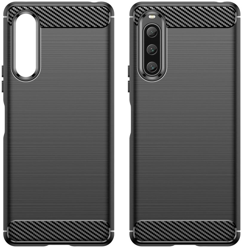 Sony Xperia 10 V Hoesje Geborsteld TPU Flexibele Back Cover Zwart afbeelding 2
