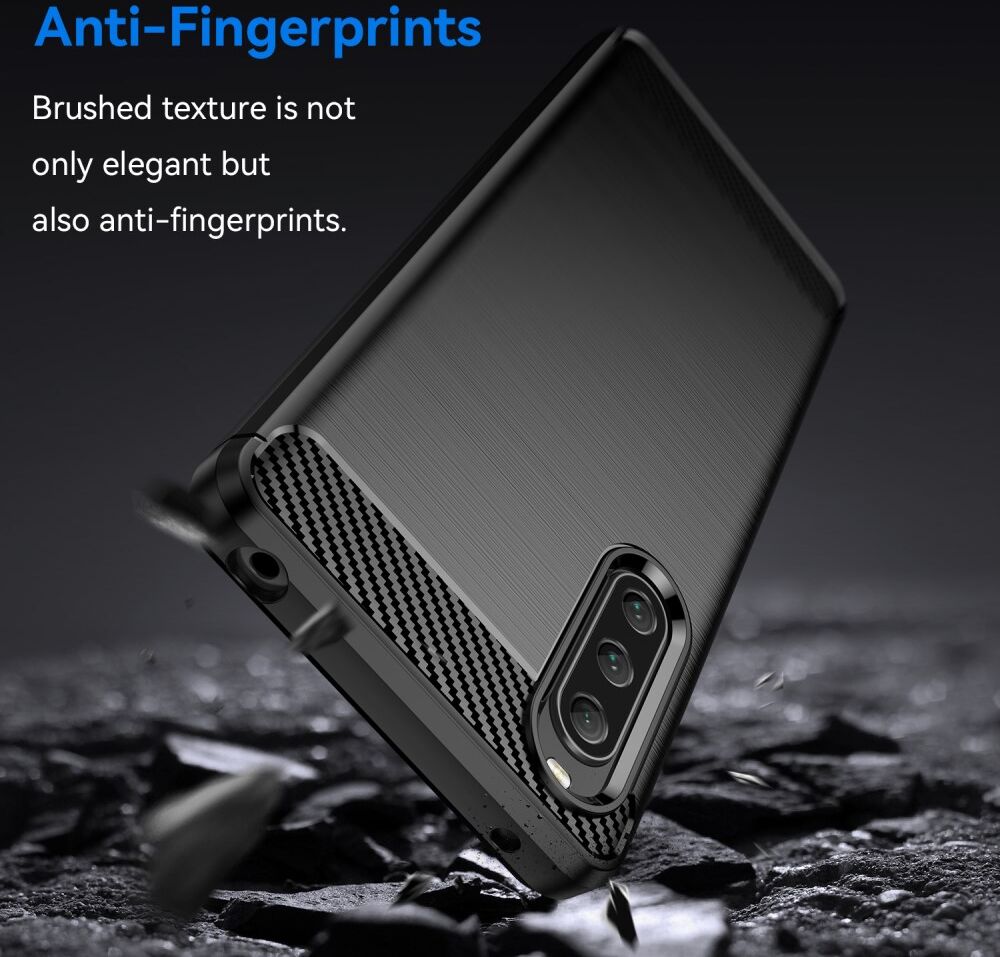 Sony Xperia 10 V Hoesje Geborsteld TPU Flexibele Back Cover Zwart afbeelding 4