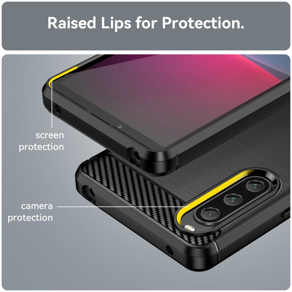 Sony Xperia 10 V Hoesje Geborsteld TPU Flexibele Back Cover Zwart afbeelding 7