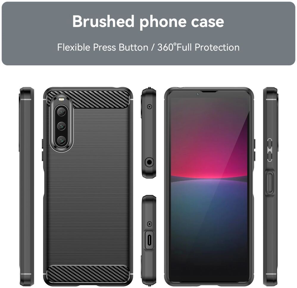 Sony Xperia 10 V Hoesje Geborsteld TPU Flexibele Back Cover Zwart afbeelding 8