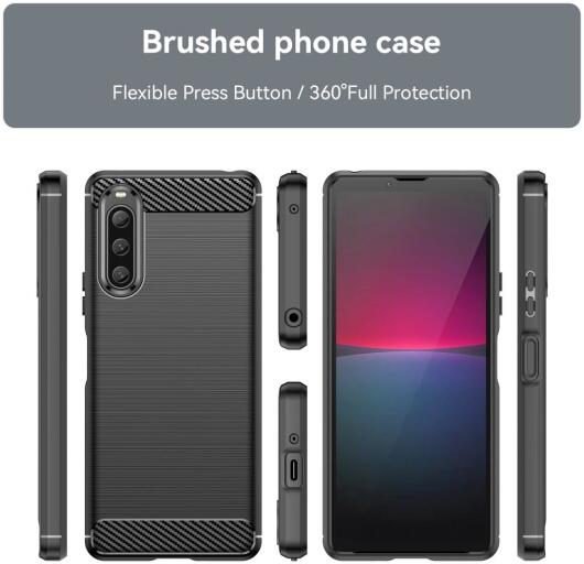 Sony Xperia 10 V Hoesje Geborsteld TPU Flexibele Back Cover Zwart afbeelding 8