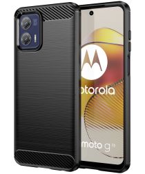 Motorola Moto G73 Hoesje Geborsteld TPU Flexibele Back Cover Zwart