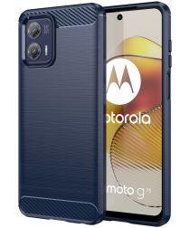 Motorola Moto G73 Hoesje Geborsteld TPU Flexibele Back Cover Blauw