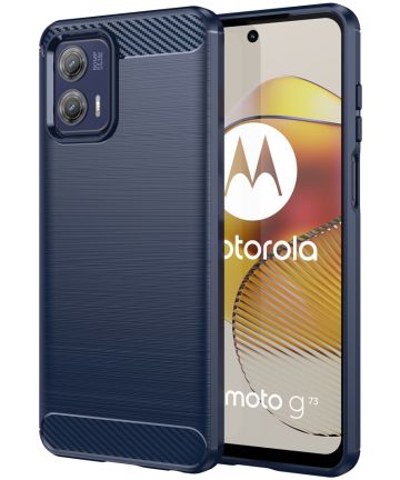 Motorola Moto G73 Hoesje Geborsteld TPU Flexibele Back Cover Blauw Hoesjes