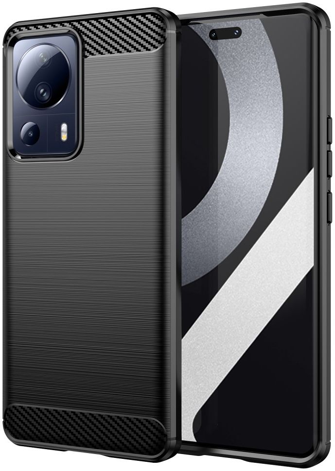 Xiaomi 13 Lite Hoesje Geborsteld TPU Flexibele Back Cover Zwart afbeelding 1
