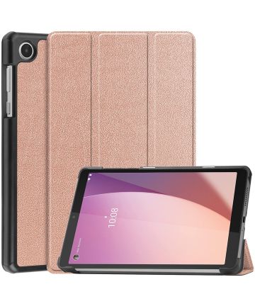Lenovo Tab M8 Gen 4 Hoes Tri-Fold Book Case met Standaard Roze Goud Hoesjes