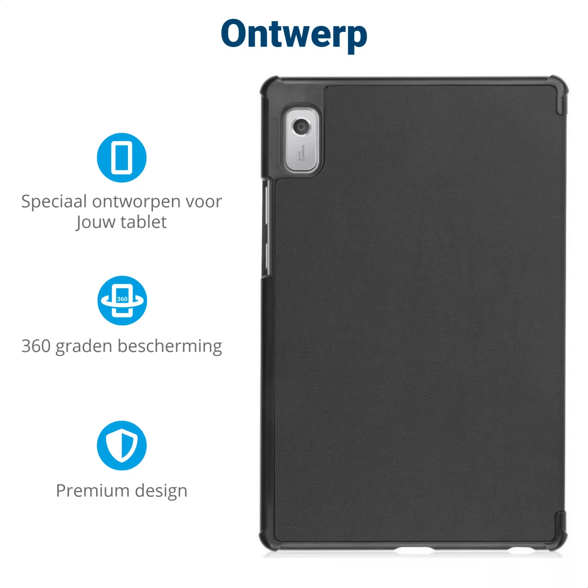 Lenovo Tab M9 Hoes Tri-Fold Book Case met Standaard Zwart afbeelding 3