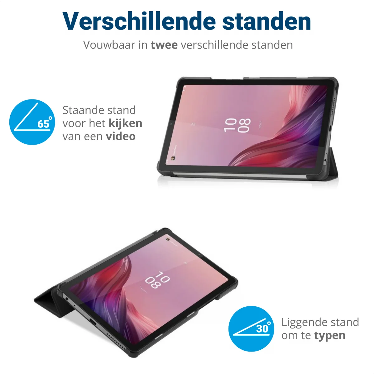 Lenovo Tab M9 Hoes Tri-Fold Book Case met Standaard Zwart afbeelding 5