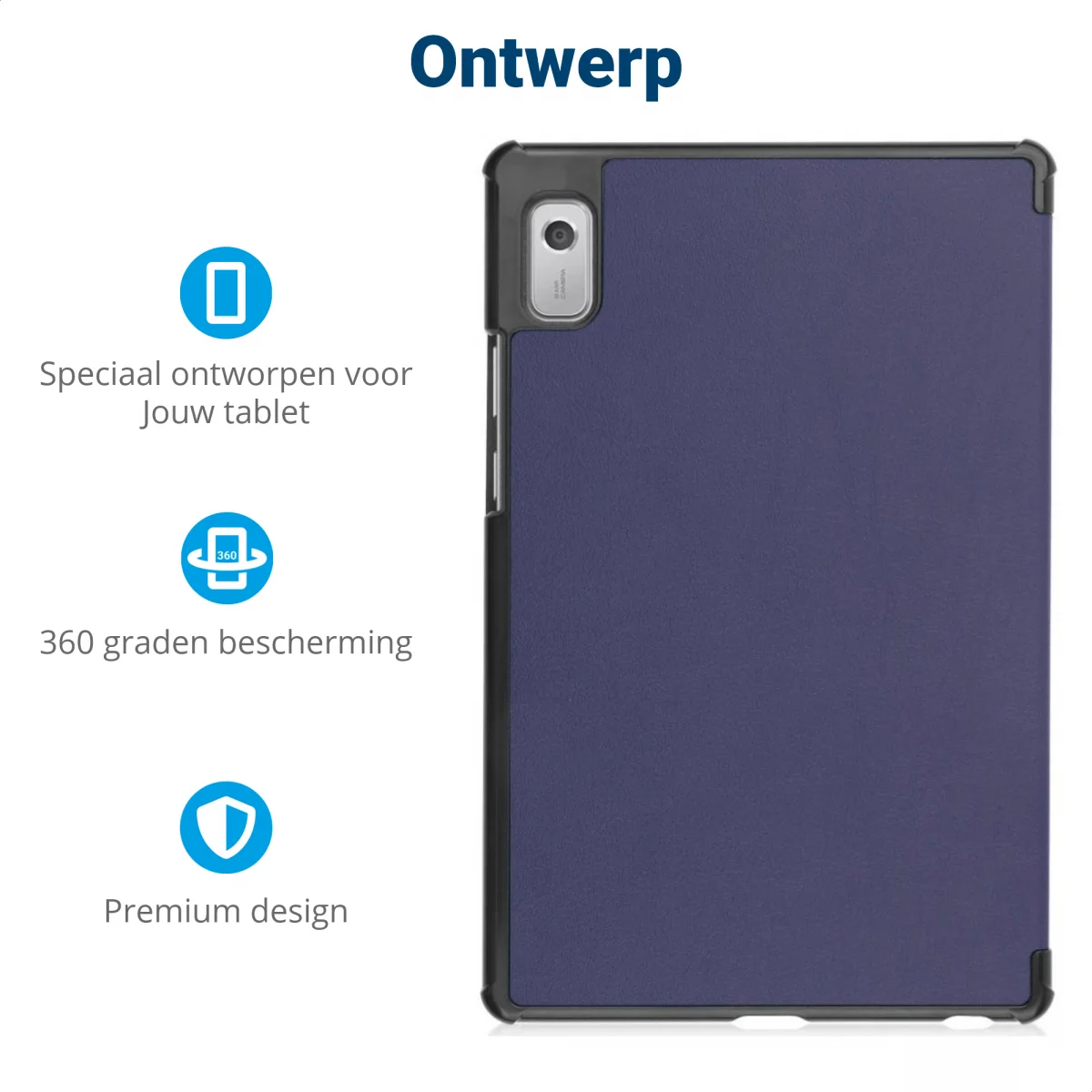 Lenovo Tab M9 Hoes Tri-Fold Book Case met Standaard Blauw afbeelding 3