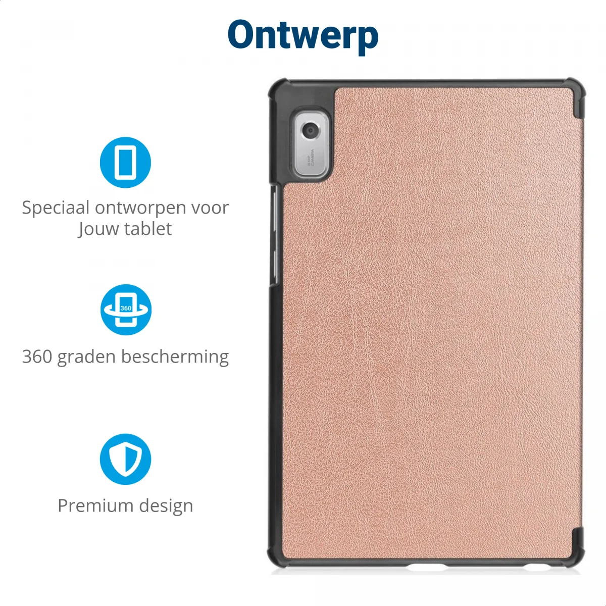 Lenovo Tab M9 Hoes Tri-Fold Book Case met Standaard Roze Goud afbeelding 3