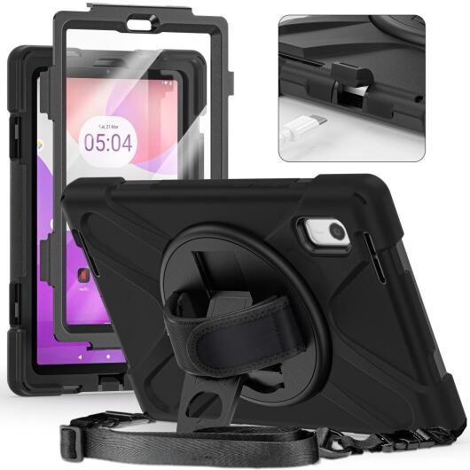Lenovo Tab M9 Hoes met Screen Protector en Handriem Full Protect Zwart afbeelding 10