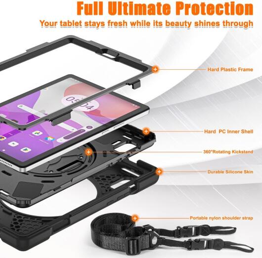 Lenovo Tab M9 Hoes met Screen Protector en Handriem Full Protect Zwart afbeelding 5