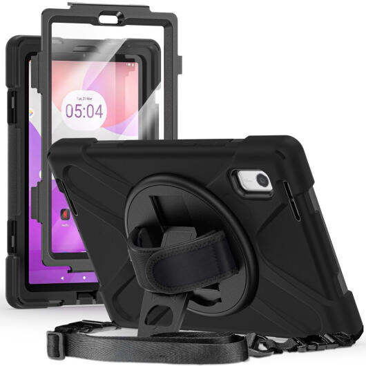 Lenovo Tab M9 Hoes met Screen Protector en Handriem Full Protect Zwart afbeelding 1