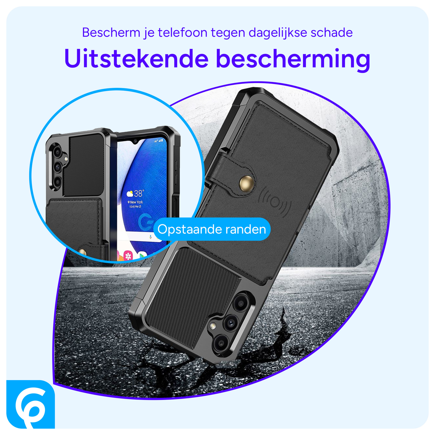 Samsung Galaxy A14 3 in 1 Back Cover Portemonnee Hoesje Zwart afbeelding 3