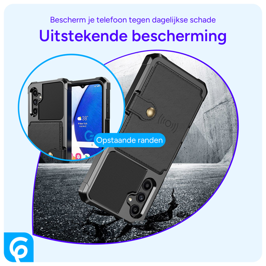 Samsung Galaxy A14 3 in 1 Back Cover Portemonnee Hoesje Zwart afbeelding 3