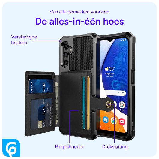 Samsung Galaxy A14 3 in 1 Back Cover Portemonnee Hoesje Zwart afbeelding 5