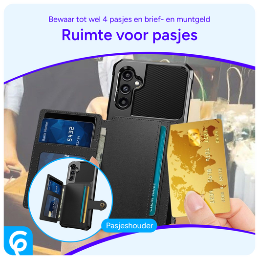 Samsung Galaxy A14 3 in 1 Back Cover Portemonnee Hoesje Zwart afbeelding 2