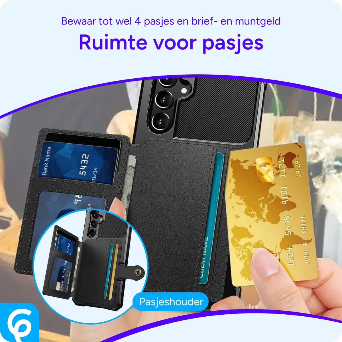 Samsung Galaxy A54 3 in 1 Back Cover Portemonnee Hoesje Zwart afbeelding 2