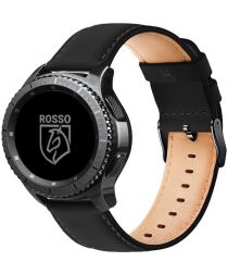 Rosso Deluxe Universeel Smartwatch/Horloge Bandje 20MM Echt Leer Zwart