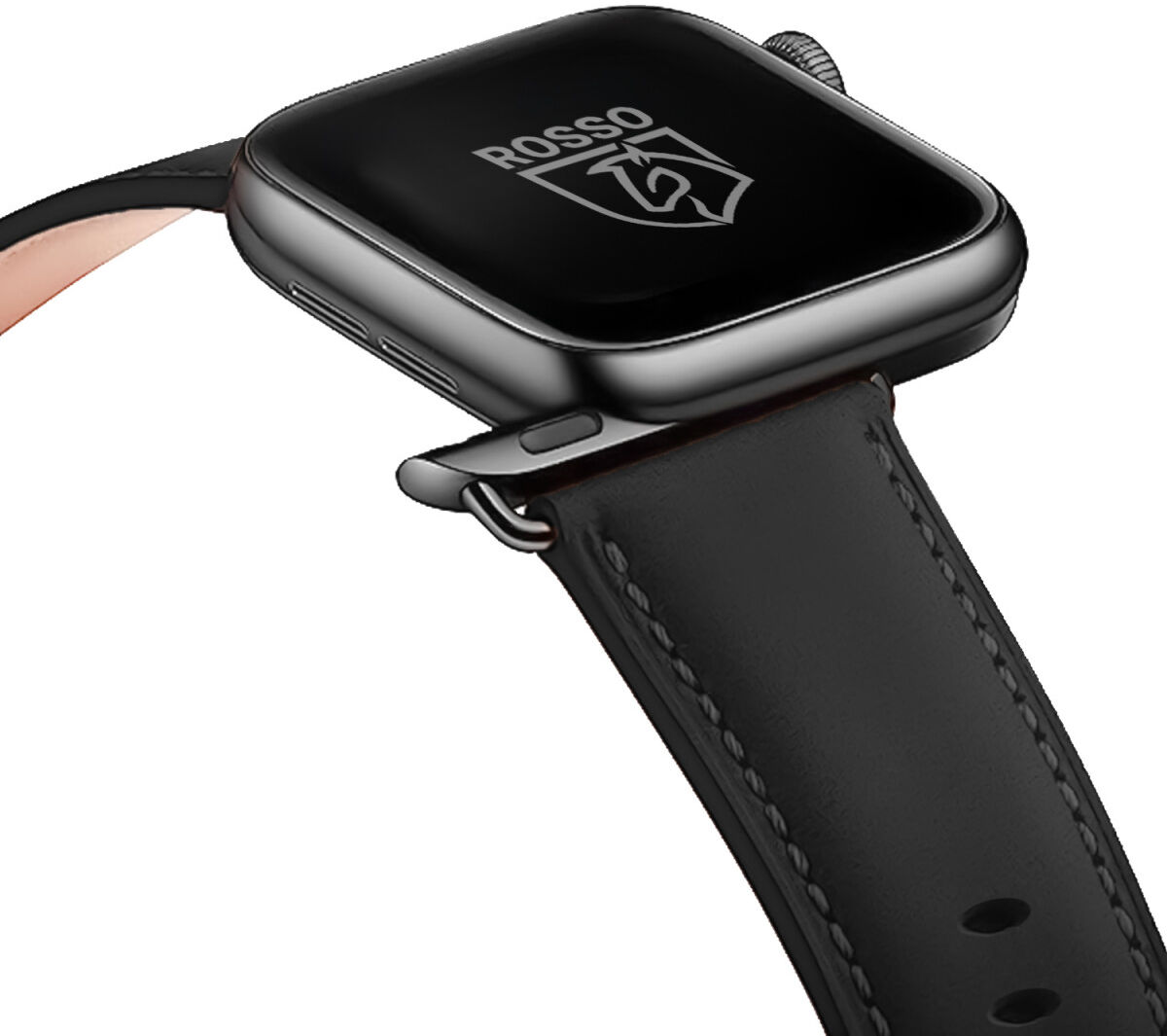 Rosso Deluxe Apple Watch Band - 1-10/SE/Ultra - 49/46/45/44/42MM - Leer - Zwart afbeelding 5