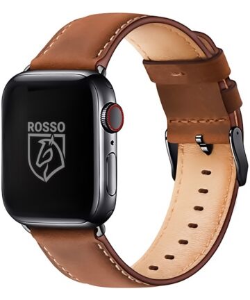 Rosso Deluxe Apple Watch Band - 1-9/SE/Ultra 49MM/45MM/44MM/42MM - Leer - Bruin Bandjes