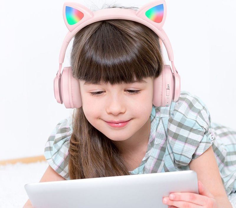 Hoco W39 Kattenoren Draadloze Bluetooth Headset Roze afbeelding 4