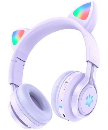 Hoco W39 Kattenoren Draadloze Bluetooth Headset Paars Headsets