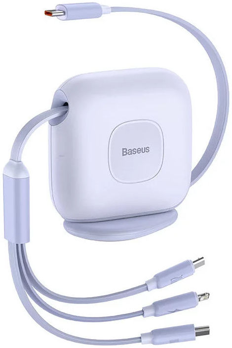 Baseus USB-C naar Lightning/USB-C/Micro USB Kabel 100W PD 1.7M Paars afbeelding 1